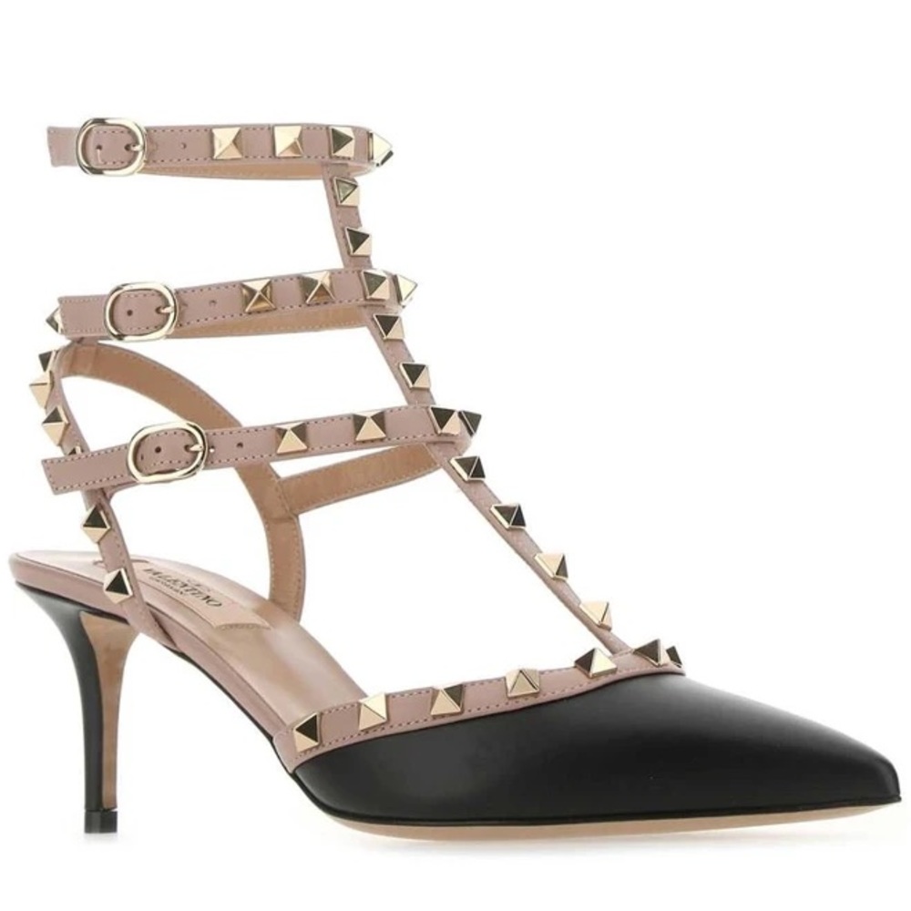 NEW Valentino Rockstud Caged 65 Leather Ankle Strap Pump size 36